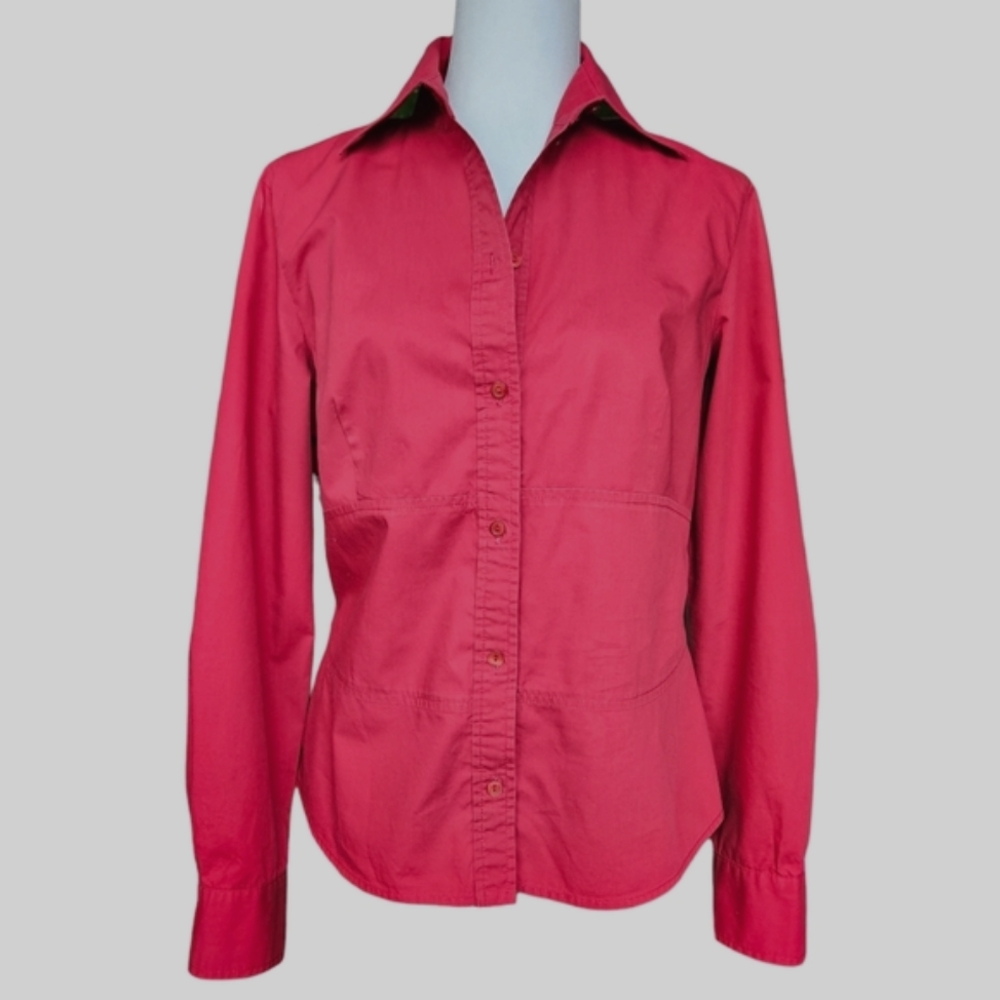 Mexx red fitted button down shirt blouse cotton long sleeve 12